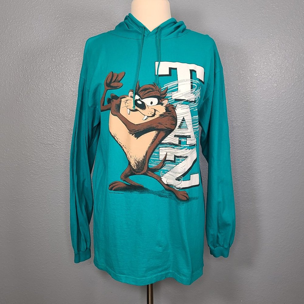 Vintage 90s Tasmanian "Taz" Devil Hooded Shirt Top